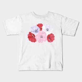 Anemones, floral watercolor painting Kids T-Shirt